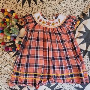 Lil cactus fall/autumn leaves smocked dress